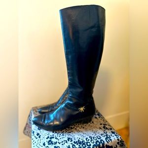 Vintage Ferragamo Black Leather Riding Boots